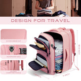 YGSNTG Travel Backpack for Women, 52L Carry On Backpack, Extra Large Expandable Travel Bag, 18.4 Inch TSA Flight Approved Luggage Personal Item Size with USB, Teacher Business Daypack, Pink