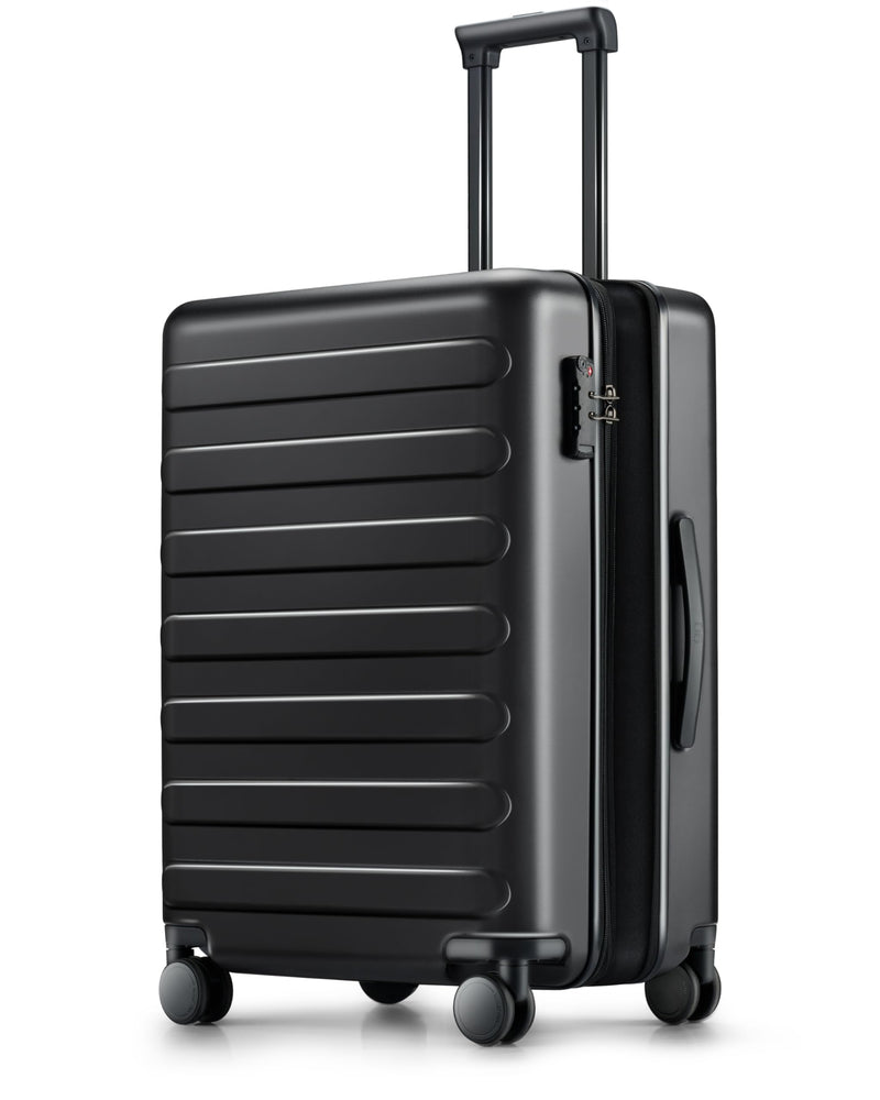 NINETYGO Carry On Luggage 22x14x9 Airline Approved, 20 Inch Luggage with Smooth Spinner Wheels, Expandable, Hard Shell PC Suitcase, Lightweight Travel Luggage, TSA Approved (Black, Rhine Max)