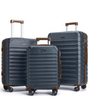 LIGHT FLIGHT Luggage Sets, 3 Piece Durable Suitcase Set with Spinner Wheels, 3 Pcs Hard Shell Lightweight Luggage with TSA Lock, Large Checked Travel Suitcases, 20/24/28 Inch,Blue/Brown