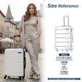 Coolife Medium Checked Luggage Hardside PC+ABS Suitcase with TSA Lock, Lightweight Rolling Carry On with Spinner Wheels(White, 24in)