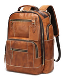 LANNSYNE Vintage Genuine Leather Backpack for Men, 15.6