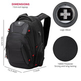 Swissdigital Design Travel Backpack for men, TSA Friendly USB Charging RFID Protection Business Backpack Fits 15.6" Laptops Black | J14-BR
