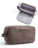 BAGSMART Large Toiletry Bag for Men, Soft Matte PU Leather Travel Bag for Toiletries, Dopp Kit Water Resistant Shaving Bag for Bathroom Shower-Dark Brown