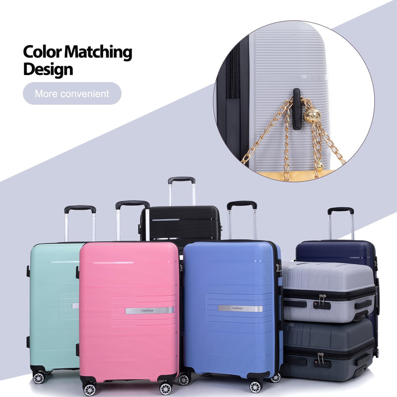 Tripcomp Luggage 3 Piece Sets Suitcase Set with Double Spinner Wheels, Lightweight Carry On Hardside Travel Luggage with TSA Lock, (20/24/28) (Silver)