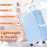 Merax Luggage Sets 3-Piece Hardshell with Spinner Wheels Lightweight Suitcase with Corner Guards (Skyblue, 20/24/28)