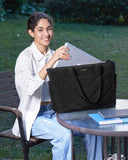 LOVEVOOK Tote Travel Bag for Women, Puffer Work Handbag with Zipper for Teacher Nurse, Quilted Laptop Shoulder Bag Cute for School Gym, Black