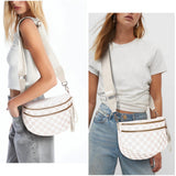 Checkered Crossbody Bum Bags for Women Nylon Checkered Purse Checkerboard Fanny Pack (A04 Beige)