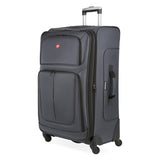 SwissGear Sion Softside Expandable Luggage – Large Checked Suitcase with 360 Degree Wheels & Retractable Handle – 29 Inch, Perfect for 7-9 Night Trips – Dark Gray