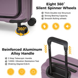 Haimyren 20“ Expandable Carry on Luggage Front Opening, 22x14x9 Airline Approved Hardshell Spinner Carry-on Suitcase with Wheels, TSA Lock, Lightweight Durable Travel Luggage (Purple, 20 inch)