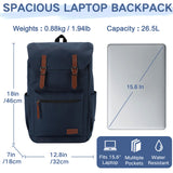 VASCHY Backpack for Men, Water Resistant High School Backpack Travel Carry-on Anti-theft Casual Daypack for Work Business Hiking Navy