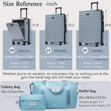 Merax Luggage Sets 3 Piece Front Opening, Hardside Lightweight Carry on Suitcase with Cup Holder USB Port,Durable Expandable Luggage with Bags Spinner Wheels and TSA Lock,Sky Blue