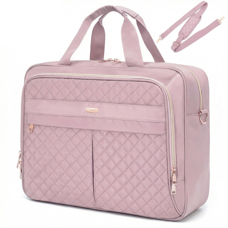 WIRABO 17 Inch Laptop Bag for Women, Computer Bag, Laptop Briefcase, Messenger Bag for Work Office Teacher Business Travel Pink