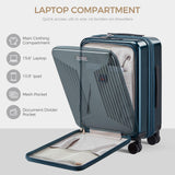 CASELLY Carry on Luggage Top opening Suitcases, Expandable with Cup Holder and USB Charging Port,Lightweight with Front Pocket Rolling Suitcases with Spinner Wheels