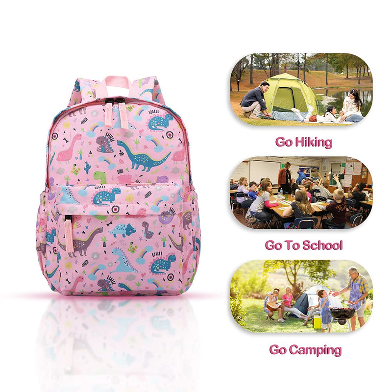 THE Crafts Cute Toddler Backpack for Boys Girls Preschool Kindergarten Nursery Travel School Bag with Chest Buckle(Pink Dinosaur)