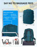 ECOHUB Travel Backpack for Women, 18x14x8 Spirit Airlines Personal Item Bag with Clear Toiletry Bag, Laptop Carry on Backpack with USB Port, Airline Approved Under Seat 14 Pockets, Blue Green