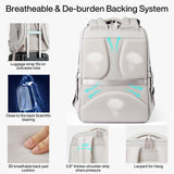 Hanke Expandable Travel Backpack 17 Inch, Full-Open Laptop Backpack Fits 15.6 Inch, Carry On Personal Item Bag with Luggage Strap, Business Work Backpack for Women Men, Light Grey