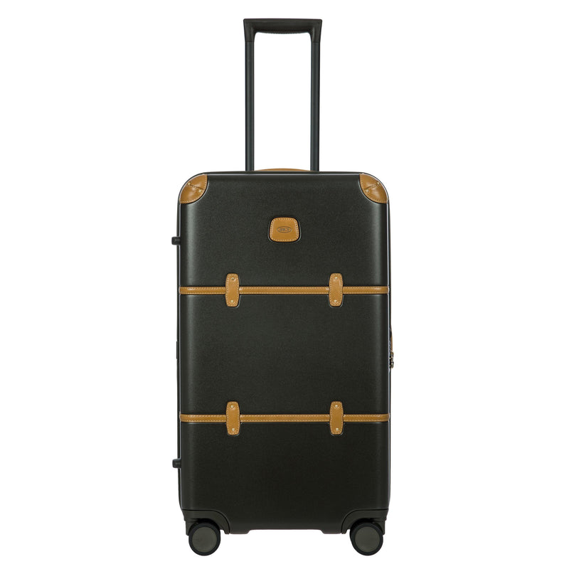 Bric's Bellagio 2.0 Spinner Suitcase - Luxury Hardshell Luggage with Large Wheels, Telescopic Handle, Leather Detailing - Rolling Suitcase for Refined Travel - 29 inch, Olive