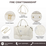 LOVEVOOK Travel Duffle Bag, Weekender Bags for Women with Shoe Compartment, Carry on Overnight Bag with Toiletry Bag, Gym Duffel Bag with Wet Pocket, Hospital Bags for Labor and Delivery, Beige