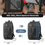 Sirmaeed Carry on Backpack for 1-10 Days Trips, Extra Large 40L-50L Travel Backpack TSA Approved, Expandable Laptop Bagpack, Water Resistant Bag Compatible with 17.3 inch Laptops, Black