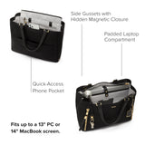 TUMI - Voyageur Valetta Tote - Women's Carryall Bag, Lightweight and Roomy, Functional Purse for Everyday, Business & Travel - Large, Black & Gold Hardware