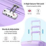 LARVENDER Luggage Sets 3 Piece with Duffel Bag Hardside PP Carry On Suitcase with 360° Spinner Wheels TSA Lock Luggage Sets for Women, Lavender