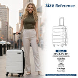Coolife Carry On Luggage 22x14x9 Airline Approved Hardside PC+ABS Suitcase with TSA Lock, Lightweight Rolling Travel Luggage with Spinner Wheels(White, 20in)