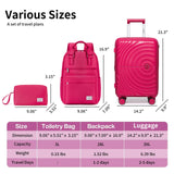 LARVENDER Carry On Luggage Set 22x14x9 Airline Approved, Expandable 20 Inch Carry-On Suitcases With Wheels, Lightweight Luggage Sets 3 Pieces With Backpack, Rose Red