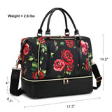 CAMTOP Women Ladies Travel Weekender Bag Overnight Duffel Carry-on Tote Bag fit 15.6 Inch Laptop Computer (6012/Flower with Shoe Compartment)