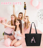 KALIDI Personalized Beach Tote Bag, Initial Alphabet Gift Zipper Grocery Bag for Mom Teacher Friend Wedding Daily Shopping, K