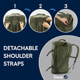 Haimont 45L Gym Duffle Backpack Bag Convertible Travel Duffle with Shoes Compartment for Men Women with Straps, Water-resistant, Army Green