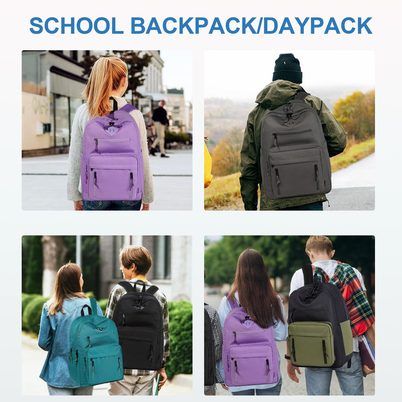 VASCHY School Backpack for Men,Two Compartments Daypack Bookbag Schoolbag for High School Teen Boy Girls/College/Work/Travel Women Black