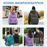 VASCHY School Backpack for Men,Two Compartments Daypack Bookbag Schoolbag for High School Teen Boy Girls/College/Work/Travel Women Black