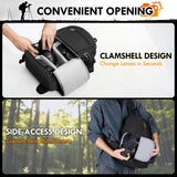 RAINSMORE Camera Bag Small DSLR & Mirrorless Camera Case for Photographers Waterproof Sling Crossbody Camera Bag with Removable Divider & Tripod Holder Fits Canon Rebel/Nikon D3500/Sony A6000 Series