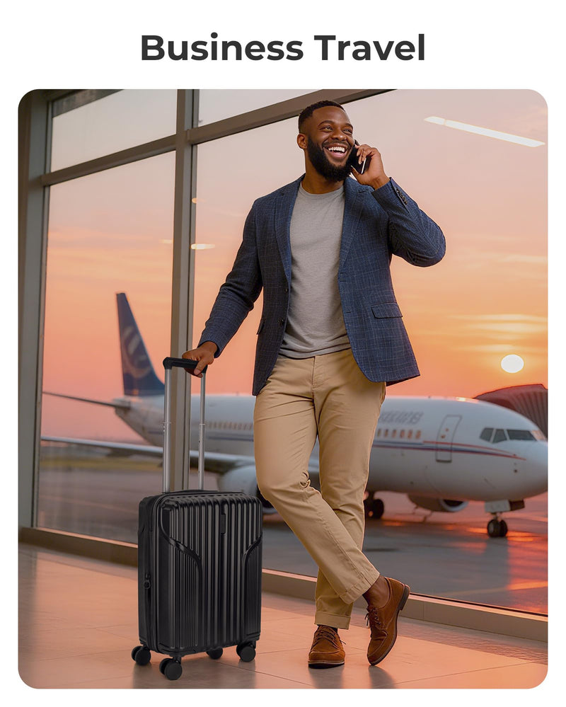 BAGSMART Carry On Luggage 22x14x9 Airline Approved, Lightweight luggage with Spinner Wheels, 20 Inch Expandable Hardside Carry On Suitcase with TSA Lock Rolling Travel suitcase Carry-On, Royal Blue