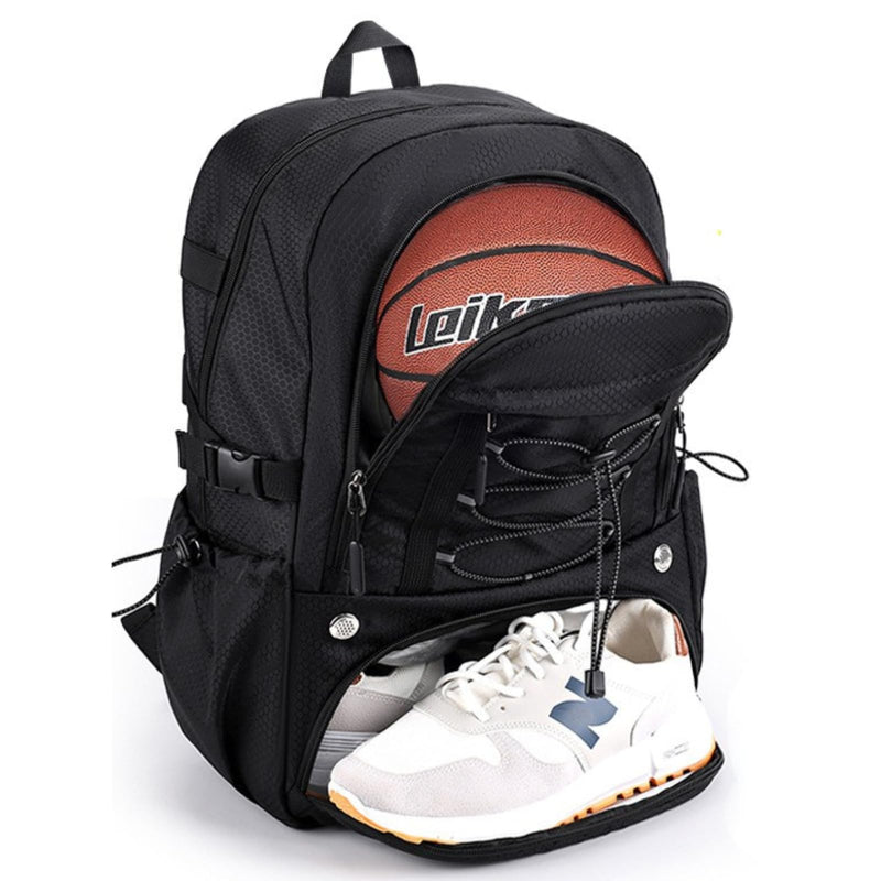 GlneYos basketball bag backpack with Separate Shoes Compartment & Ball Holder,Large Multi functiona Sports Bag Basketball Accessories fit soccer tennis gym Black