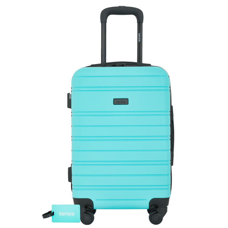 kensie 22" Peonies Hardside Carry-On Luggage with ID Tag, Pool Blue