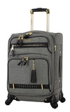 Steve Madden Designer-Gepckkollektion Leichter Softside-Koffer fr Damen und Herren strapazierfhige 50,8 cm groe Tragetasche mit 4 rollenden Spinner-Rdern, Peek-a-boo Grey, 20in, Carry on Bag With
