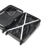 Calvin Klein Women's Hard Side Upright Luggage Spinner Light Weight Suitcase, Black, Large