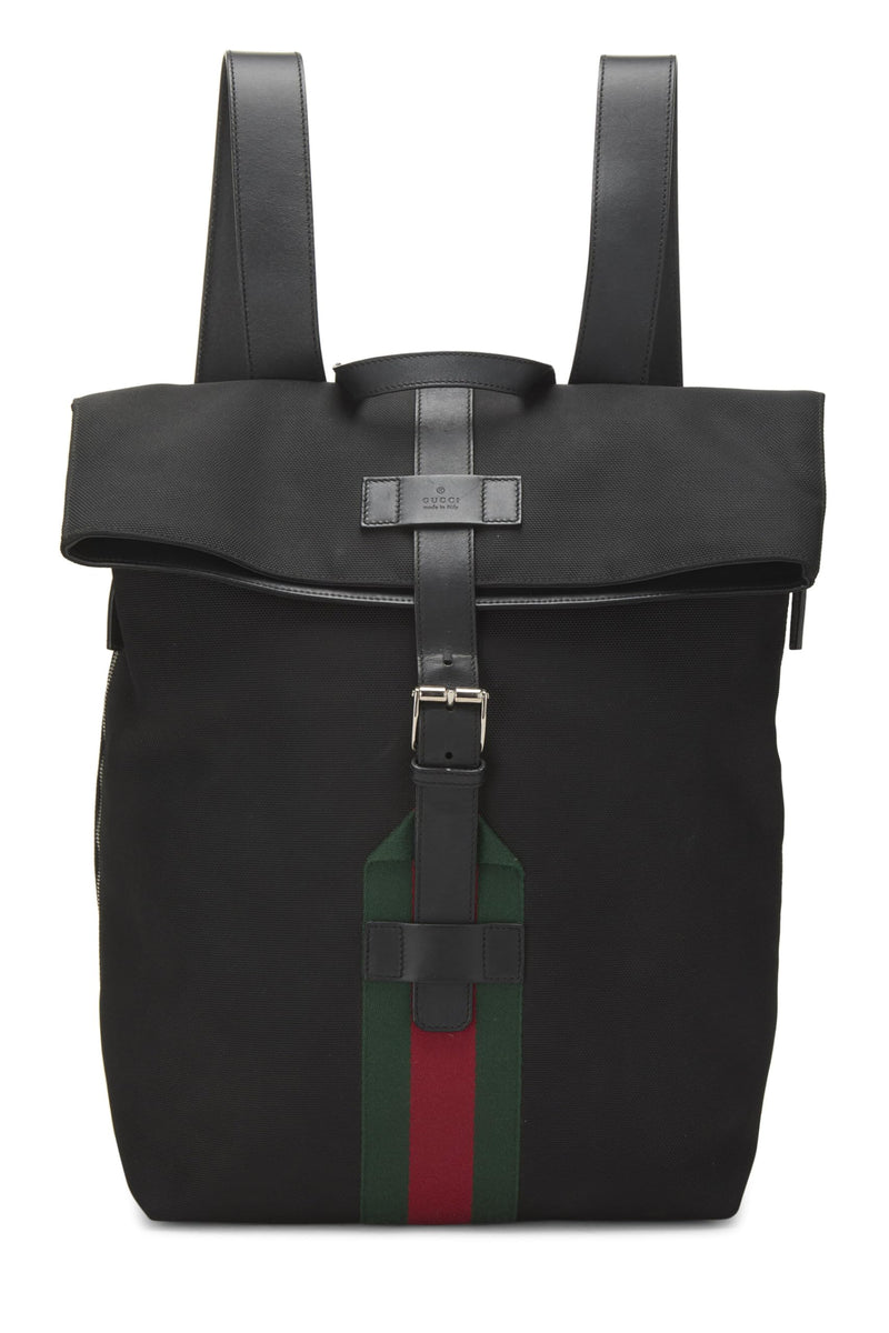 Gucci, Pre-Loved Techno Canvas Web Backpack, Black