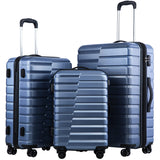 Coolife Luggage Sets, 3 Piece Hard Shell Suitcase Set with Spinner Wheels, Expandable Large Checked Luggage, Lightweight Rolling Carry On with TSA Lock Blue