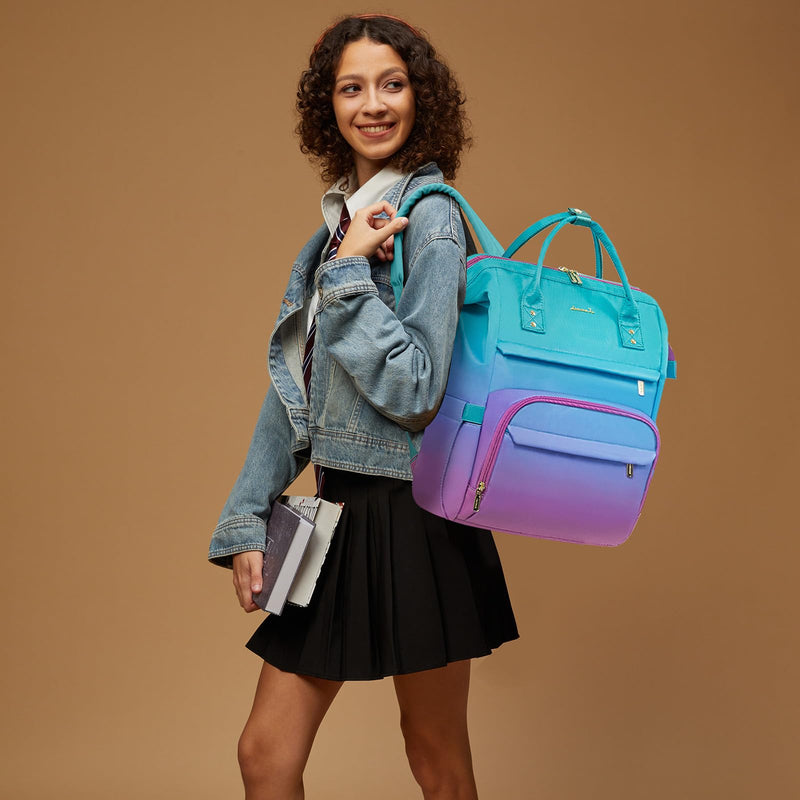 LOVEVOOK Gradient Laptop Backpack for Women,17.3 Inch Work Computer Bakcpack Purse Laptop Bag With Anti-Theft Pocket,Waterproof Carry on Teacher College Backpack for Travel,Green-Red