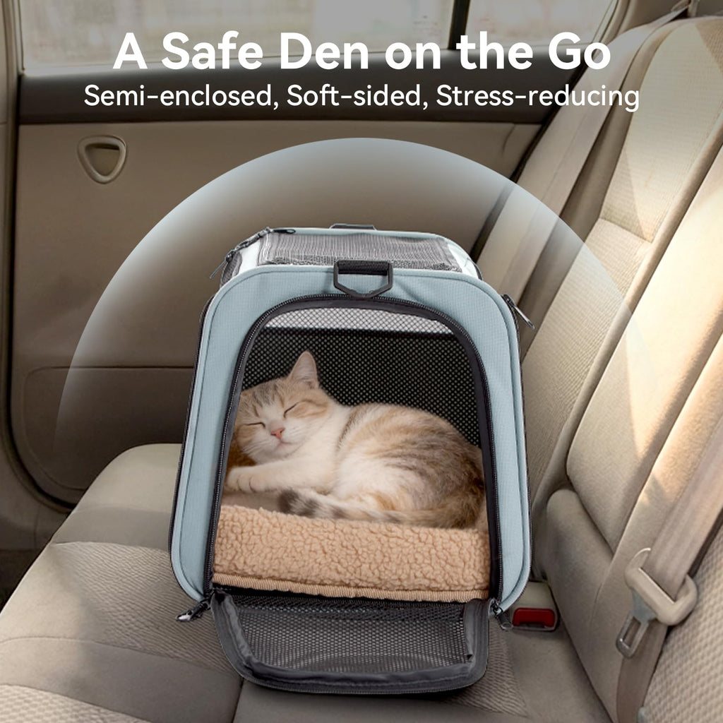 PETSFIT Soft-Sided Cat Carrier with Patented Safety Buckles, Lockable ...