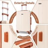 Hoteel Luggage Sets 3 Piece, 4-Yr Warranty Durable Suitcase Dual-Spinner Wheel TSA Lock, Lightweight Travel Hardshell PC+ABS Carry on Luggage for Men&Women, Beige(20/24/28 inch)