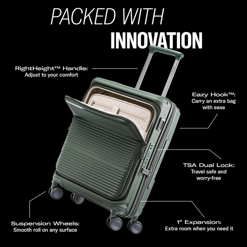 Samsonite Paralux Carry-On Luggage - Innovative Design - Quick Access Front Pocket - Dual Suspension Wheel Technology - TSA Lock - Expandable - Includes Removable Packing Cubes - Black