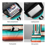 Tezmd Mexican Turquoise Aztec Western Backpack Boho School Bag Stripes Lightweight Bookbag Casual Daypack for Girls Boys Kids Women Men Travel Laptop 16 Inch
