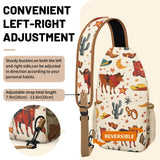 xspgrnm Brown Western Sling Bag Crossbody Chest Bag for Women Men, Water Resistant Lightweight Casual Crossbody Bag with Adjustable Strap, Travel Hiking Daypack Shoulder Backpack