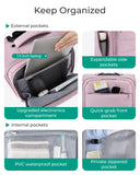 BAGSMART Underseat Carry on Luggage with Wheels, Soft Underseat Travel Luggage with PVC Wet/Dry Pockets, Lightweight Soft Personal Item Suitcase for Short Trip, Pinkish Purple