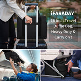 iFARADAY Carry on Duffle Bag for Travel - 16x7x12.5 Airline Approved Personal Item Travel Bag with Shoulder Strap for Men and Women (Black)