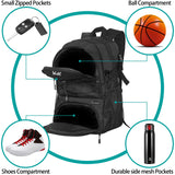 WOLT | Basketball Backpack Large Sports Bag with Separate Ball Holder & Shoes Compartment, Best for Basketball, Soccer, Volleyball, Swim, Gym, Travel(Black)