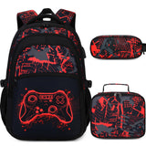 DIGOBAY Boys Backpack for School, 3PCS Cool Luminous Gamer Backpack for Boys with Lunch Box Pencil Case, Kids Backpacks Bookbag for Teen Boy Elementary Middle High School with USB Charging Port